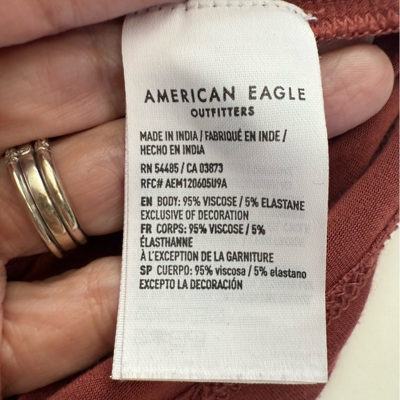 American Eagle Soft & Sexy Rose Pink Mauve Embroidered Square Neck Top Size SM - Picture 8 of 10